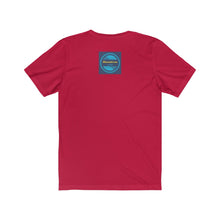 Load image into Gallery viewer, Rear view of a red T-Shirt printed with a small Marantd.com logo.
