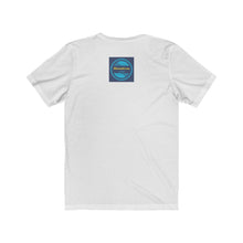 Load image into Gallery viewer, Rear view of a white T-Shirt printed with a small Marantd.com logo.