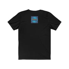 Load image into Gallery viewer, Rear view of a black T-Shirt printed with a small Marantd.com logo.
