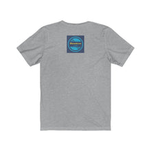 Load image into Gallery viewer, Rear view of a grey (athletic heather) T-Shirt printed with a small Marantd.com logo.
